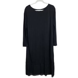 Eileen Fisher | Dresses | Eileen Fisher Georgette 0 Silk Black Double Layer  Dress Womens Size Medium | Poshmark